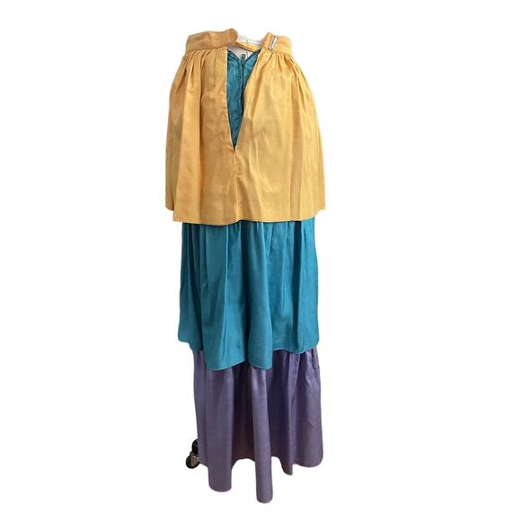 Vintage 70s Saint Laurent Rive Gauche Tiered Silk Maxi Skirt Size 36/ US 0-2 - Picture 3 of 8